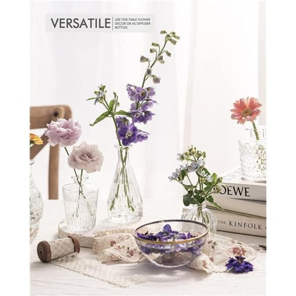 Bud Vase Set of 10 - Small Clear Vases in Bulk,Cute Glass Vases for Centerpieces - Picture 2 of 6